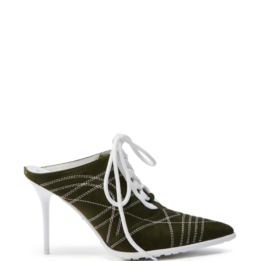 AZALEA WANG "Olive Allure"  Elegant Olive Lace-Up Heels